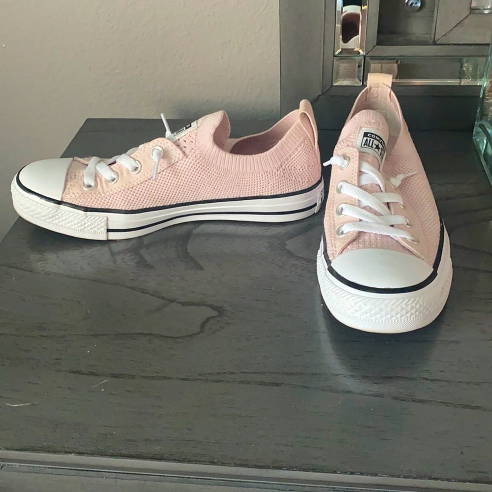 Light pink slip in converse sneakers, size 7